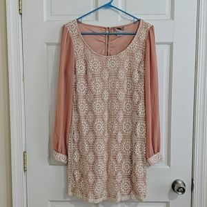 Dusty Rose Lace Mini Dress
